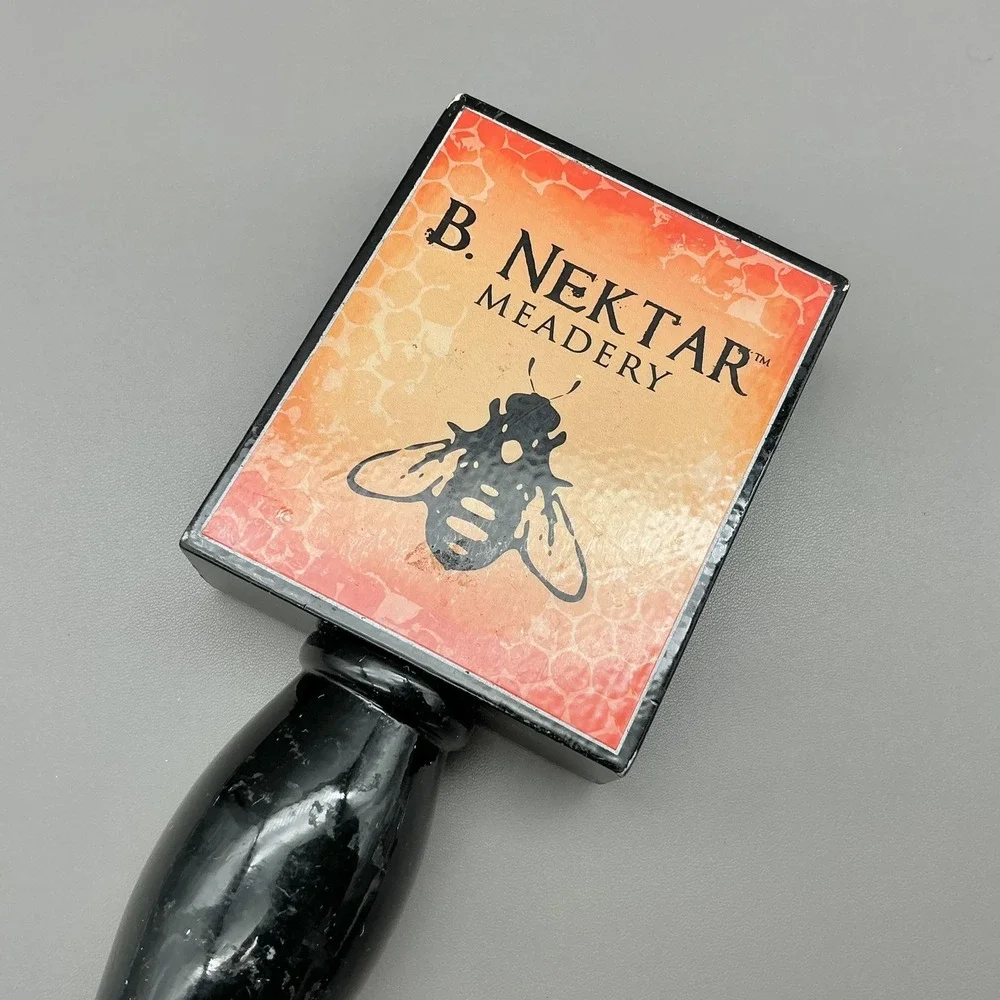 B. Nektar Meadery Tap Handle Black Orange Bee Logo Draft Beer Bar Decor